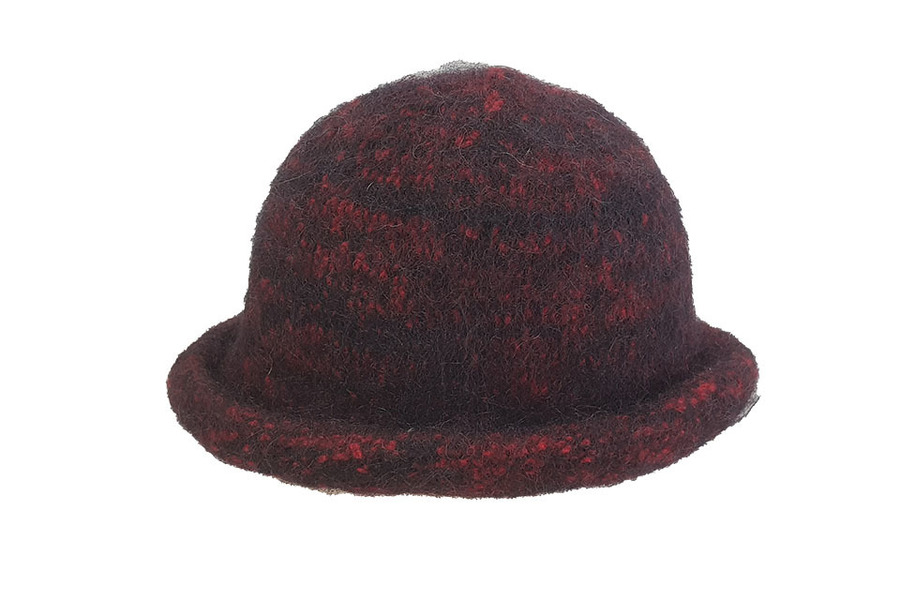 Red Black Felted Hat